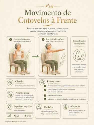 Demonstração do exercício Movimento de Cotovelos à Frente