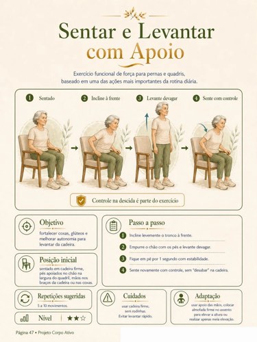 Demonstração do exercício Sentar e Levantar com Apoio