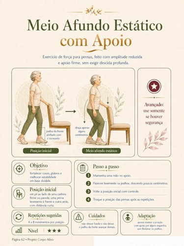 Demonstração do exercício Meio Afundo Estático com Apoio