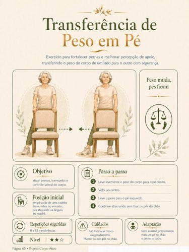 Demonstração do exercício Transferência de Peso em Pé