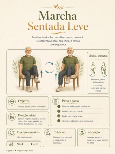 Demonstração do exercício Marcha Sentada Leve